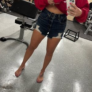 Buckle Black denim shorts